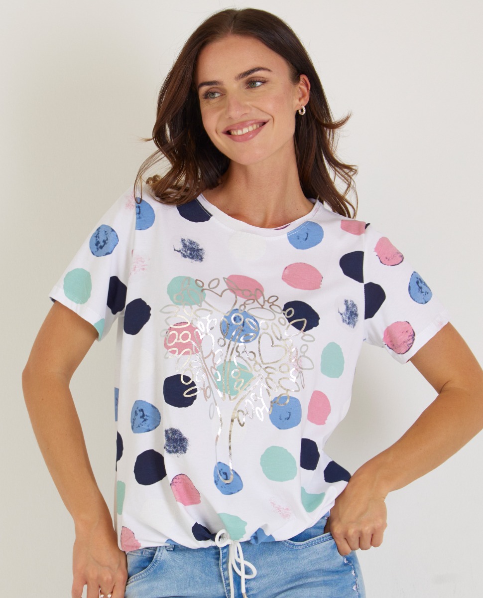 T-Shirt mit bunten Punkten