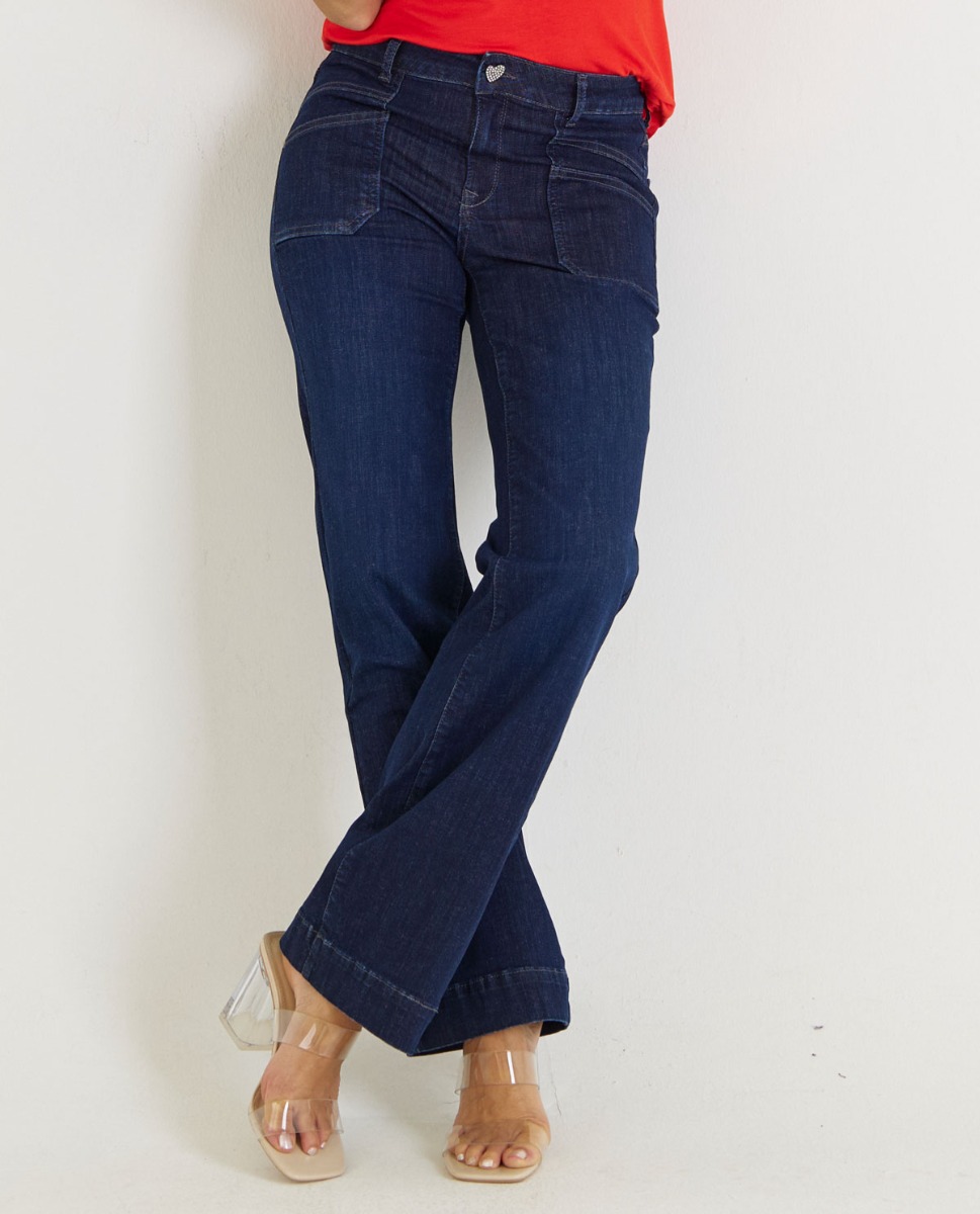 Sophie - Jeanshose mit weitem Bein in Dunkelblau