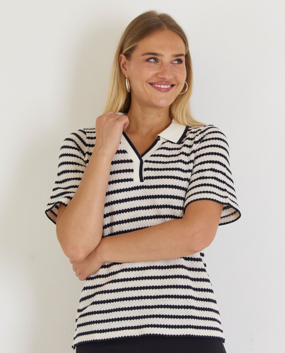 Gestreiftes Poloshirt aus Strick