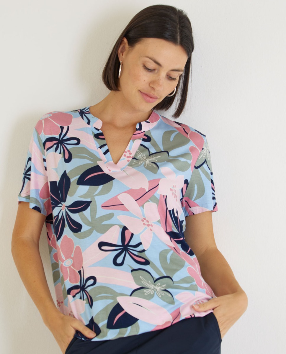 T-Shirt in Rosa mit Ballonsaum