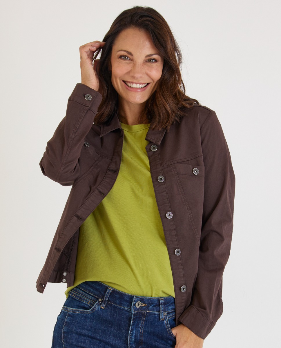 Stretch Jeansjacke in Braun