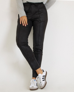 Joggpants in Veloursleder-Optik in Schwarz