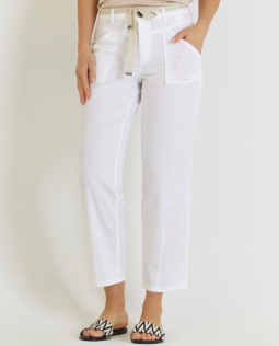 Weiße Capri Hose im Barrel Look 