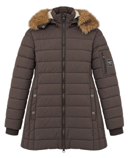 Steppjacke in Braun mit Fellkapuze