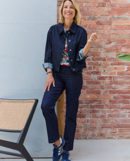 Straight-Leg Jeans mit Flockdruck