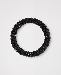 Elastisches Perlenarmband in Schwarz