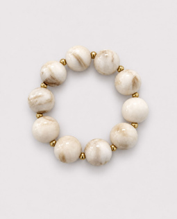 Marmoriertes Perlenarmband in Creme 