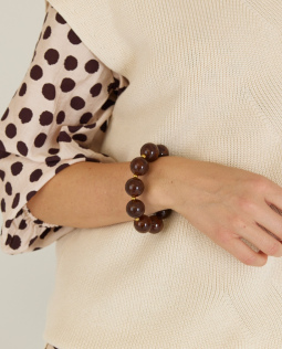 Marmoriertes Perlenarmband in Dunkelbraun