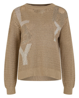Lochstrick Pullover in Beige