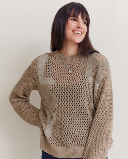 Lochstrick Pullover in Beige