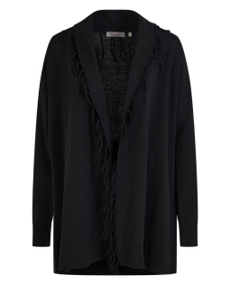 Strickjacke in Schwarz mit Fransen