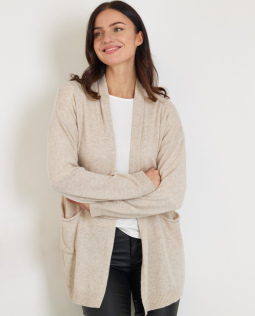 Strickjacke in Beige mit Kaschmir