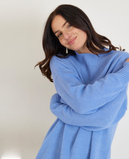 Blauer Pullover mit Merinowolle und Kaschmir