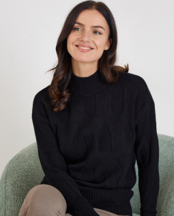 Pullover mit Stehkragen in Schwarz
