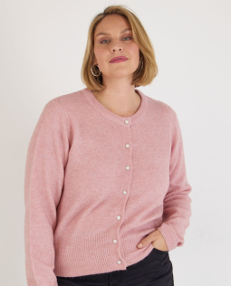 Cardigan in Rosa mit Schmuckknöpfen