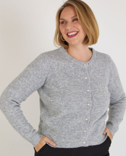 Cardigan in Grau mit Schmuckknöpfen