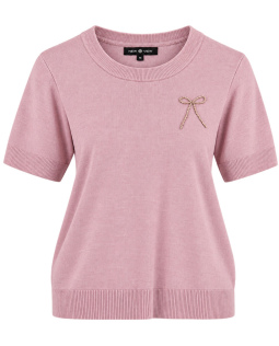 Feinstrick Pullover in Rosa mit Schleife