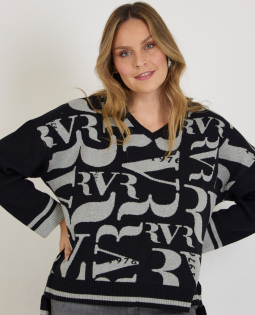 Pullover in Schwarz mit V-Ausschnitt