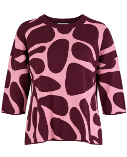 Pullover in Beere mit Blumen Jacquard