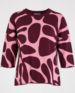 Pullover in Beere mit Blumen Jacquard