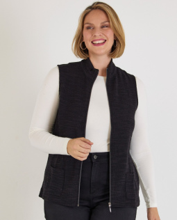 Bouclé Strickweste in Schwarz