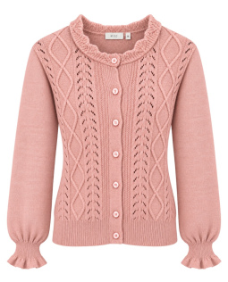 Strickjacke mit Zopfmuster in Coralle