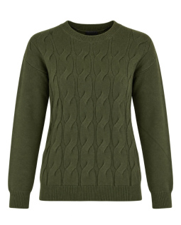 Weicher Pullover mit Zopfmuster in Grün