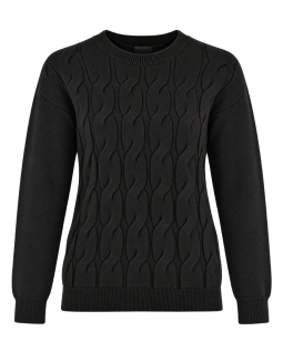 Weicher Pullover mit Zopfmuster in Schwarz