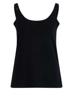 Basic-Top mit Glitzerträger in Schwarz