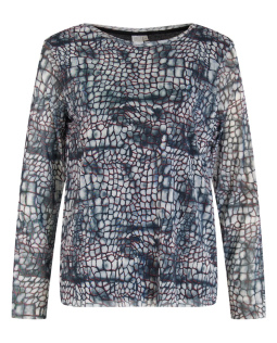 Mesh Shirt in Grau mit Steindruck
