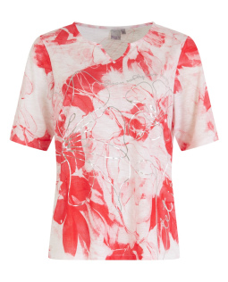 T-Shirt in Rot mit Blumen-Aquarelldruck