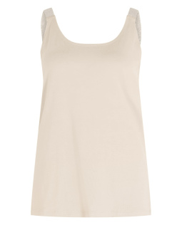 Basic-Top mit Glitzerträger in Creme