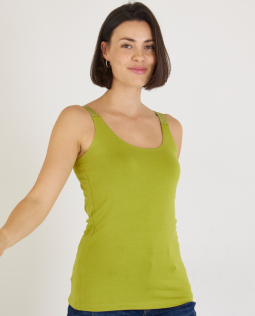 Basic-Top mit Glitzerträger in Grün