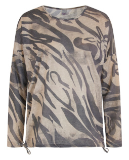 Langarmshirt in Camel mit Wellendruck