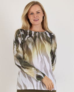 Langarmshirt mit Druck in Grün