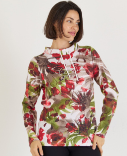 Langarmshirt mit Animal-Print in Rot