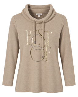 Kuschelshirt in Beige mit Stehkragen