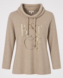 Kuschelshirt in Beige mit Stehkragen
