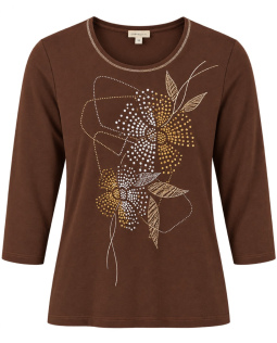 Jersey Shirt in Braun mit Frontprint