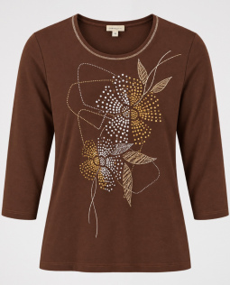 Jersey Shirt in Braun mit Frontprint