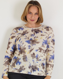 Kuschelshirt in Braun mit Blätterdruck