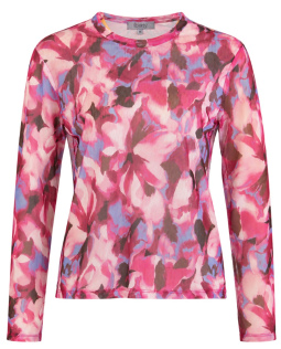 Mesh Shirt in Rosa mit Blumendruck