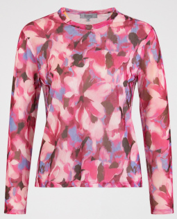 Mesh Shirt in Rosa mit Blumendruck