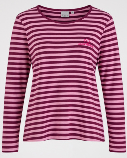 Gestreiftes Baumwollshirt in Beere