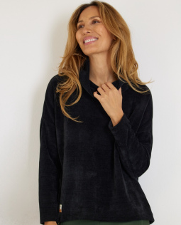 Schwarzes Sweatshirt in Cord Optik