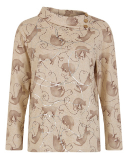 Kuschelsweat in Beige mit Katzendruck