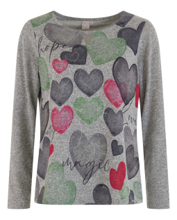 Kuschelsweat in Grau mit Herz-Print