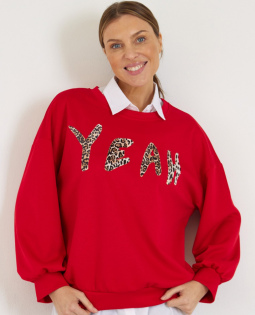 Sweatshirt in Rot mit Leo Schriftzug