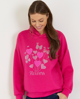 Hoodie in Pink mit Strassmotiv