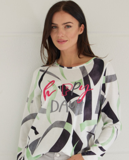 Kuschelsweat mit Stickerei - happy Day